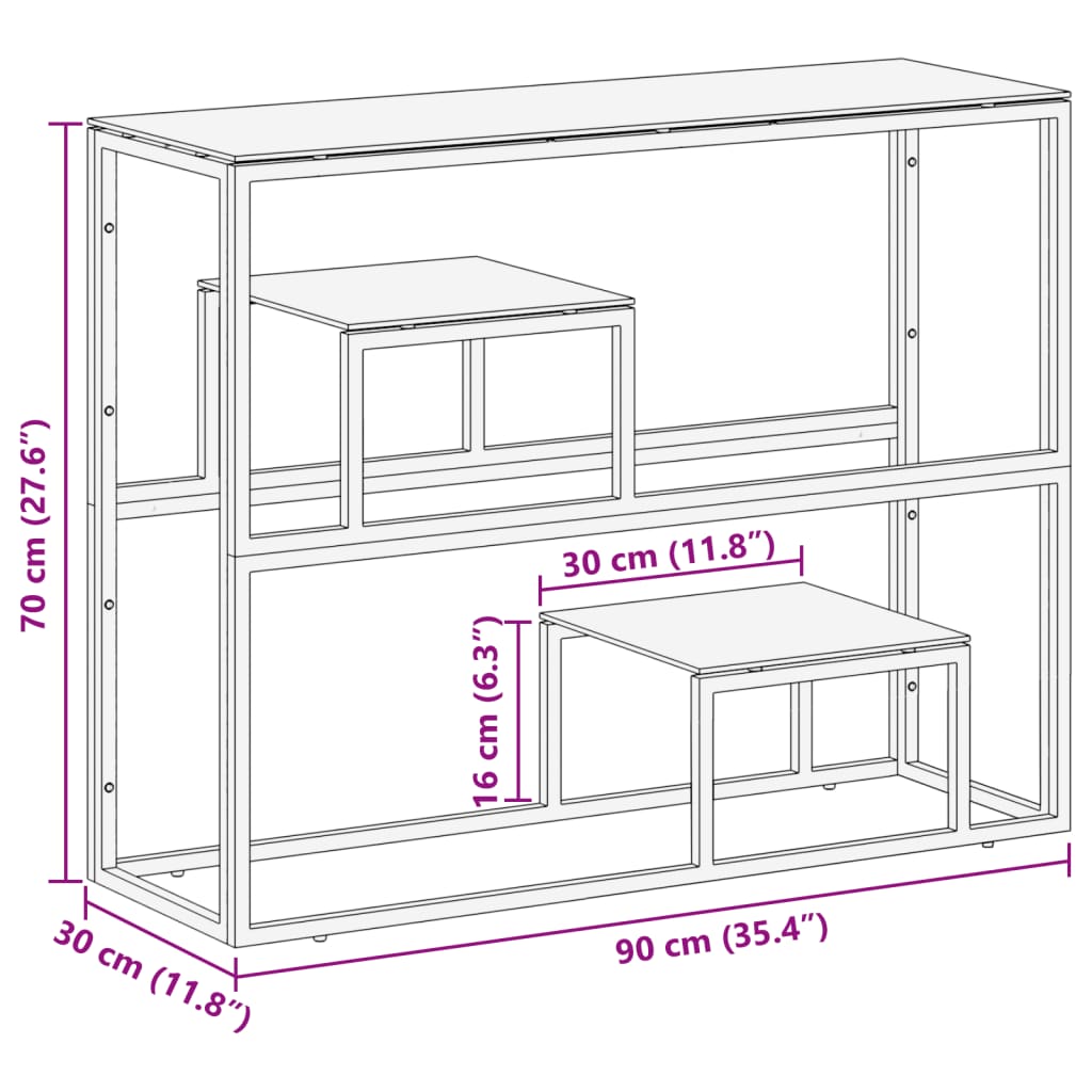 Wandtafel roestvrijstaal en gehard glas zilverkleurig