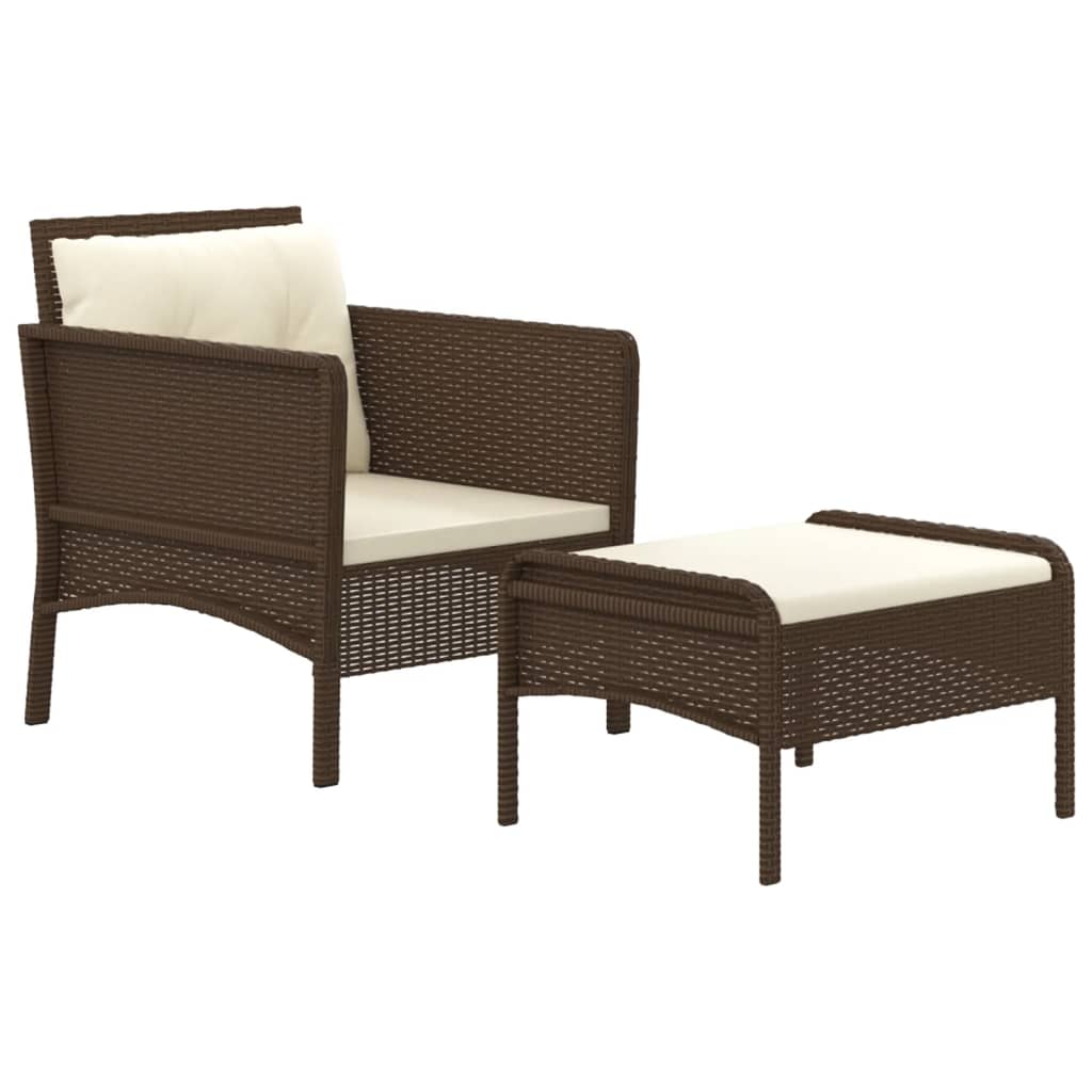 2-delige Loungeset met kussens poly rattan bruin