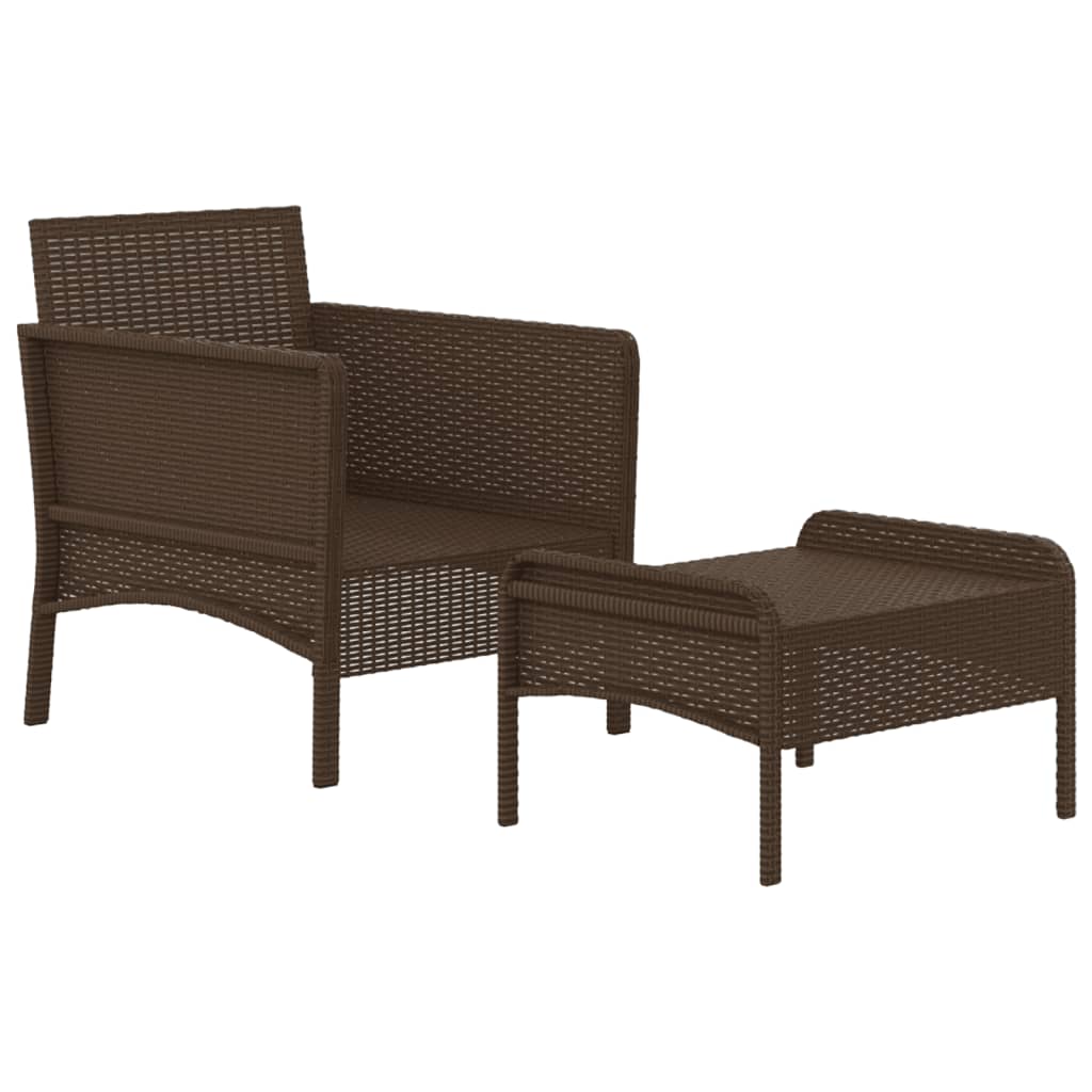 2-delige Loungeset met kussens poly rattan bruin