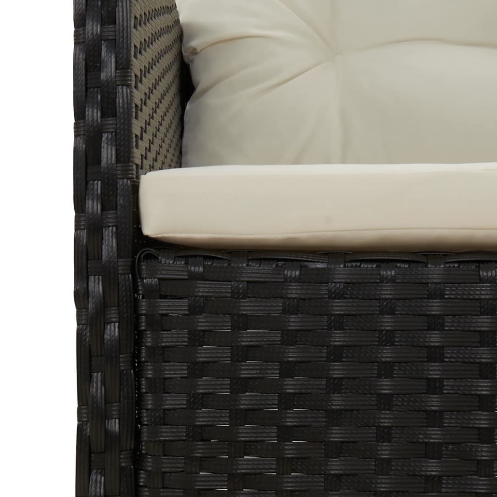 2-delige Loungeset met kussens poly rattan zwart