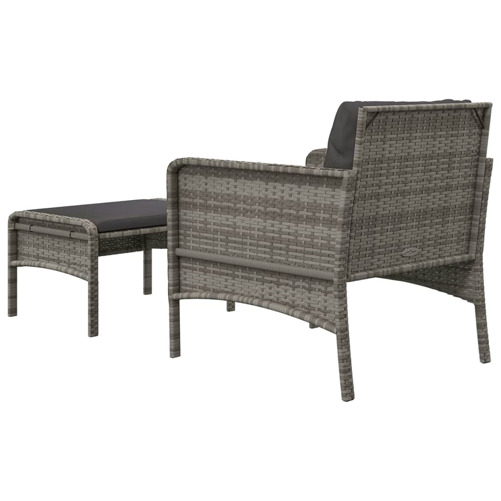 2-delige Loungeset met kussens poly rattan grijs