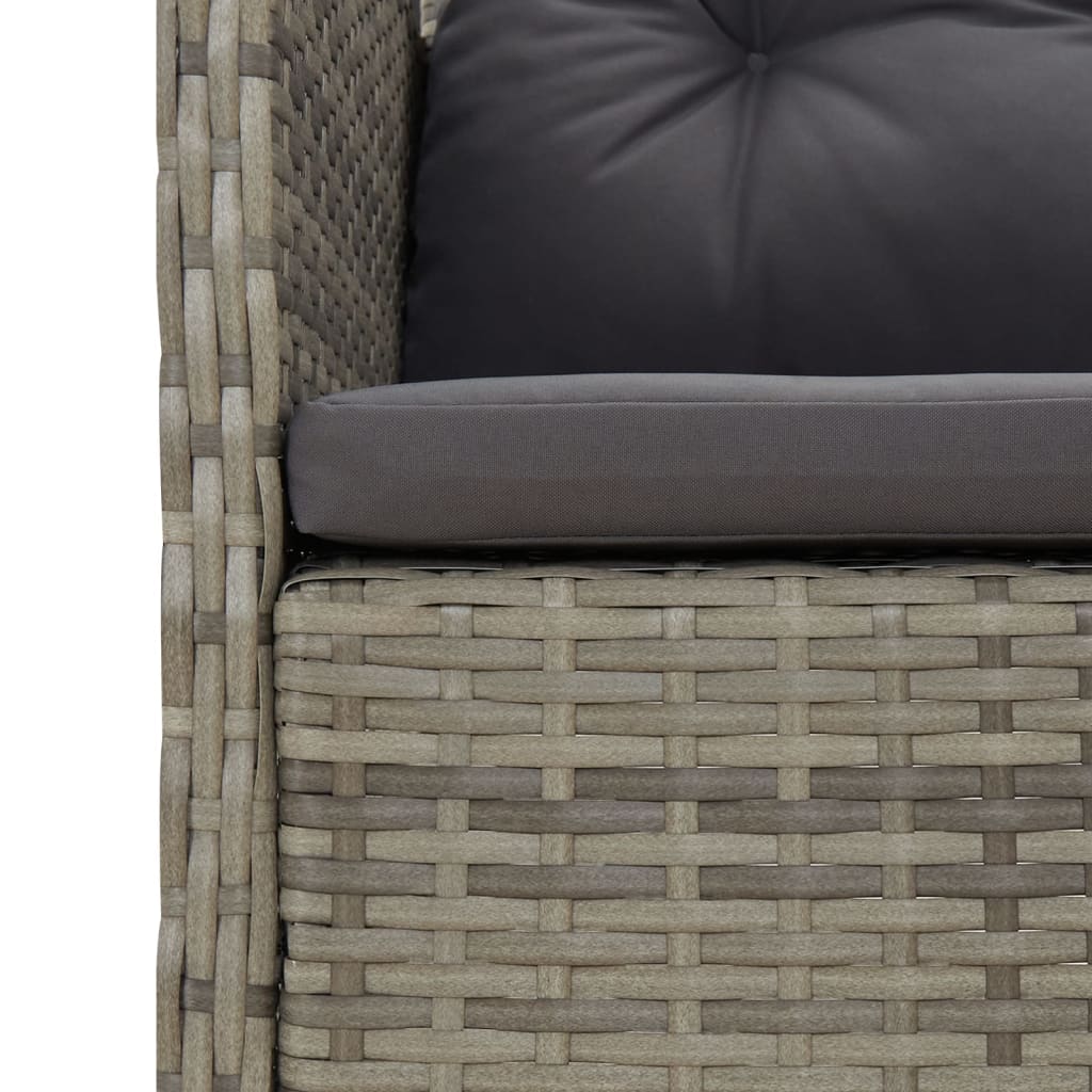 2-delige Loungeset met kussens poly rattan grijs