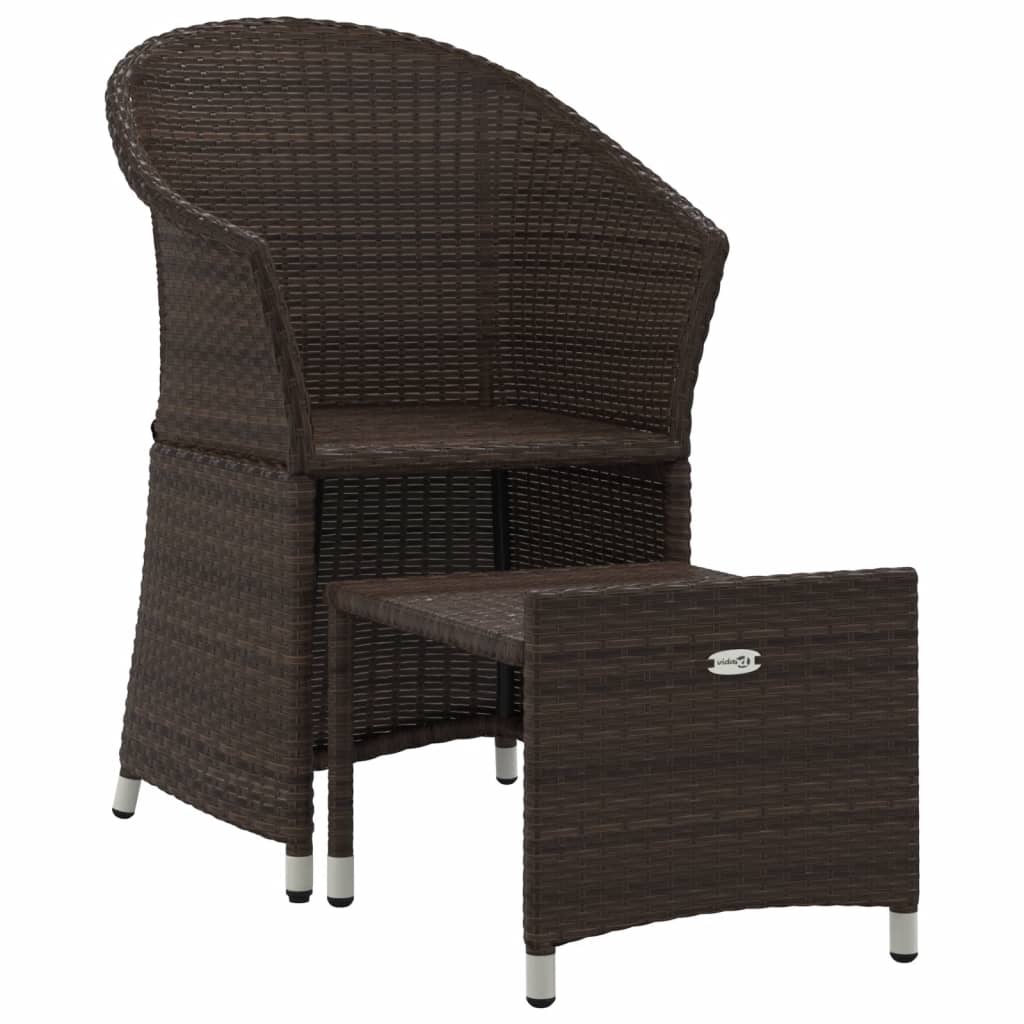 2-delige Loungeset met kussens poly rattan bruin