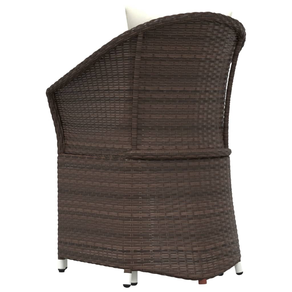 2-delige Loungeset met kussens poly rattan bruin