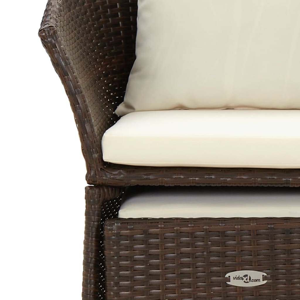 2-delige Loungeset met kussens poly rattan bruin