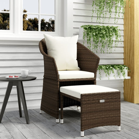 2-delige Loungeset met kussens poly rattan bruin