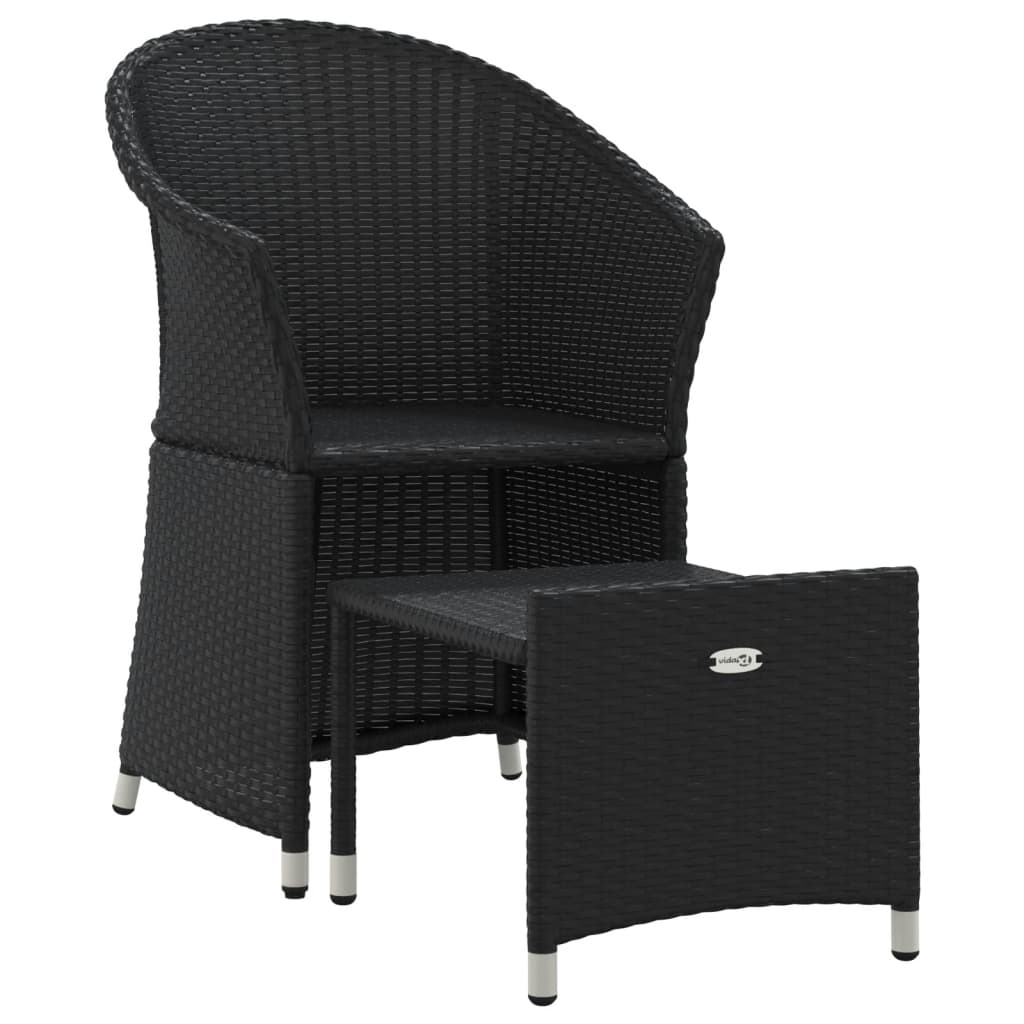 2-delige Loungeset met kussens poly rattan zwart