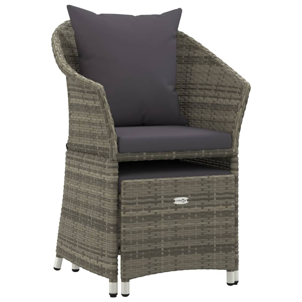 2-delige Loungeset met kussens poly rattan grijs