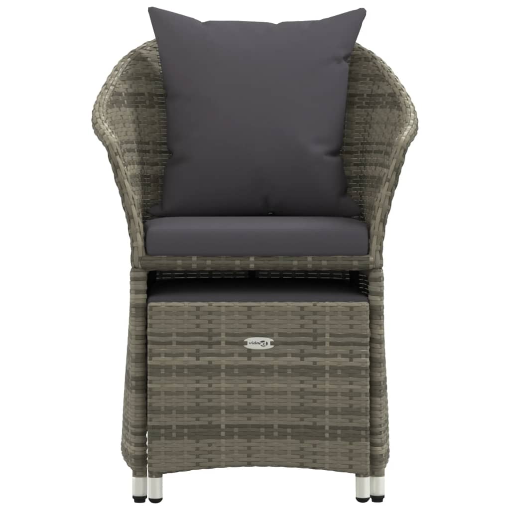 2-delige Loungeset met kussens poly rattan grijs