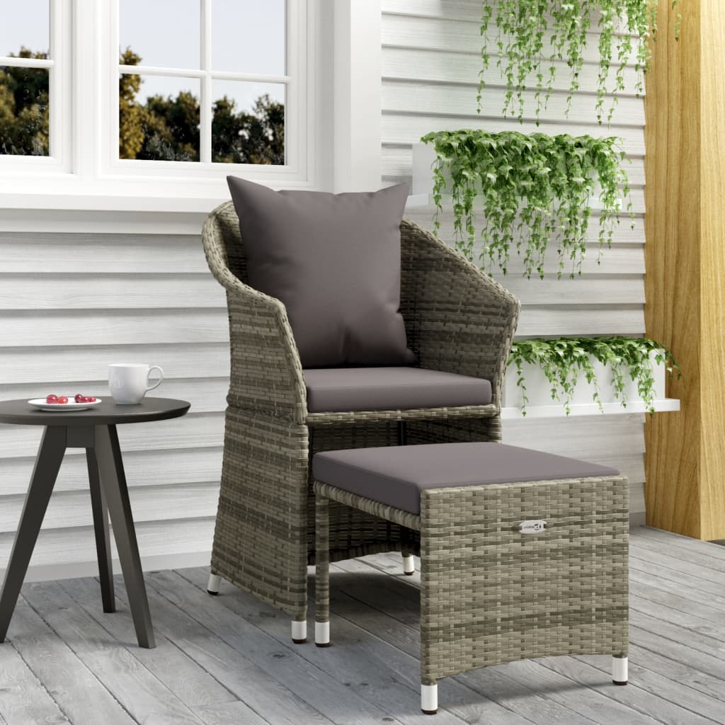 2-delige Loungeset met kussens poly rattan grijs