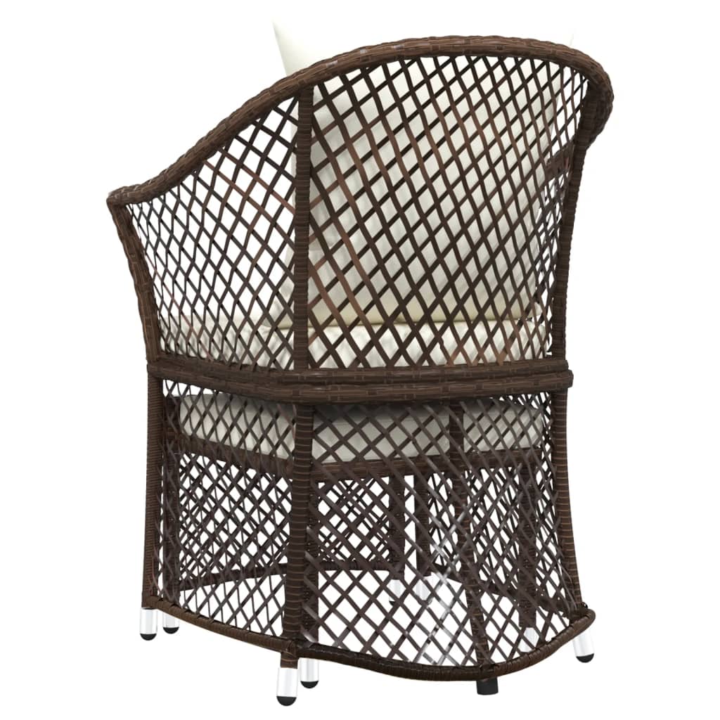 2-delige Loungeset met kussens poly rattan bruin