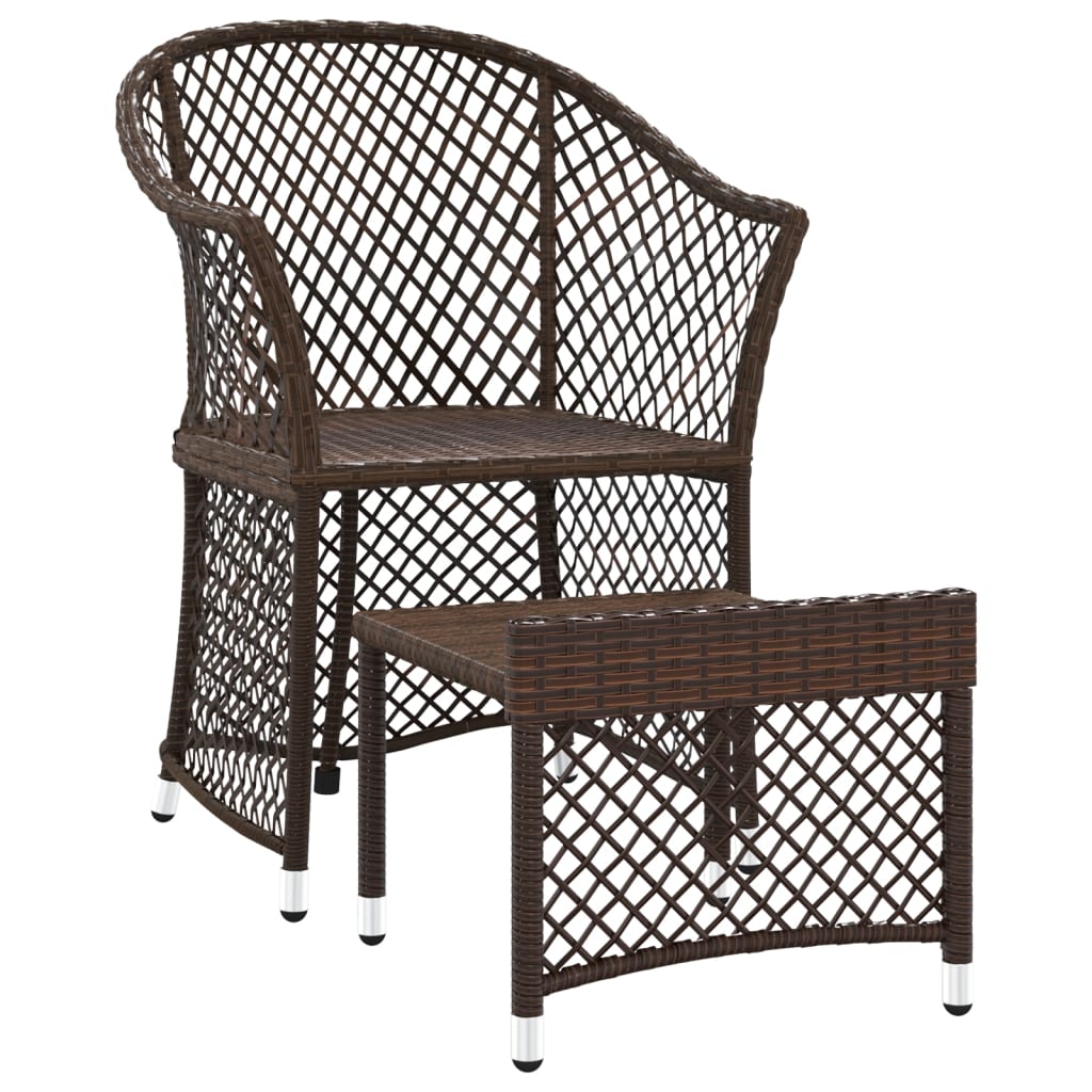 2-delige Loungeset met kussens poly rattan bruin