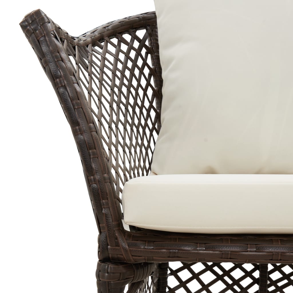 2-delige Loungeset met kussens poly rattan bruin