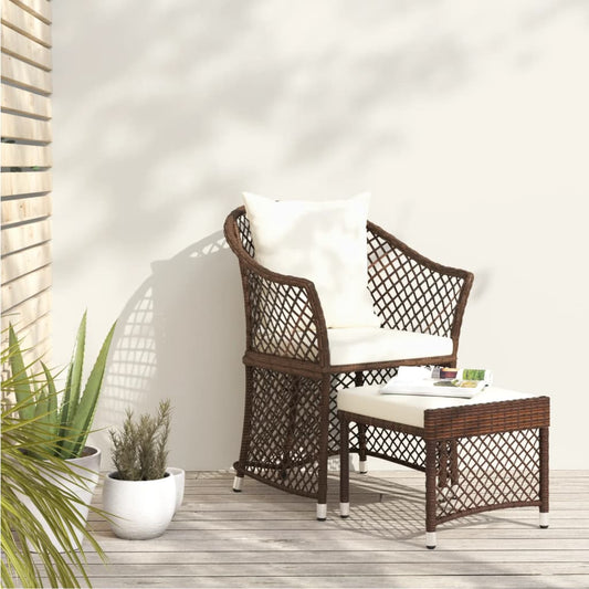 2-delige Loungeset met kussens poly rattan bruin