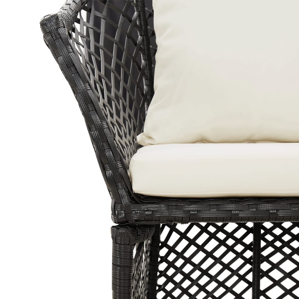 2-delige Loungeset met kussens poly rattan zwart