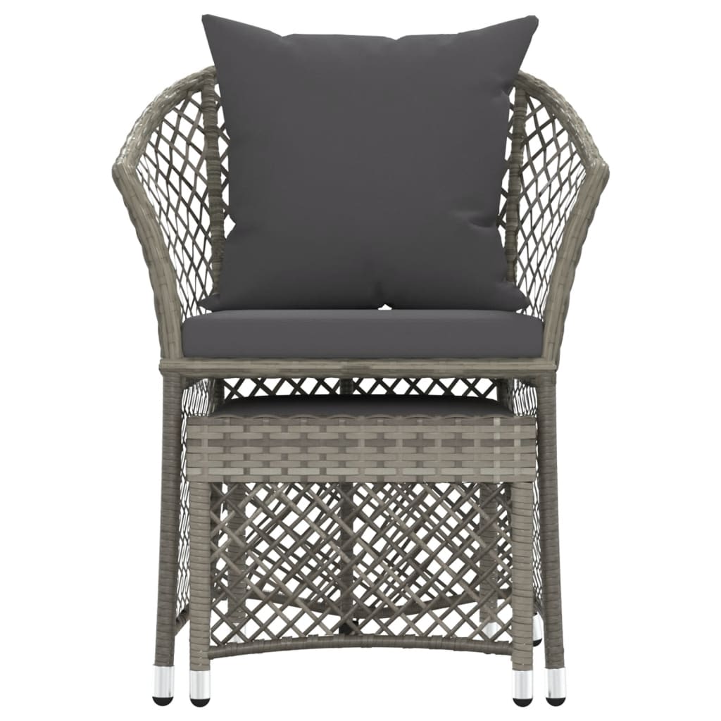 2-delige Loungeset met kussens poly rattan grijs