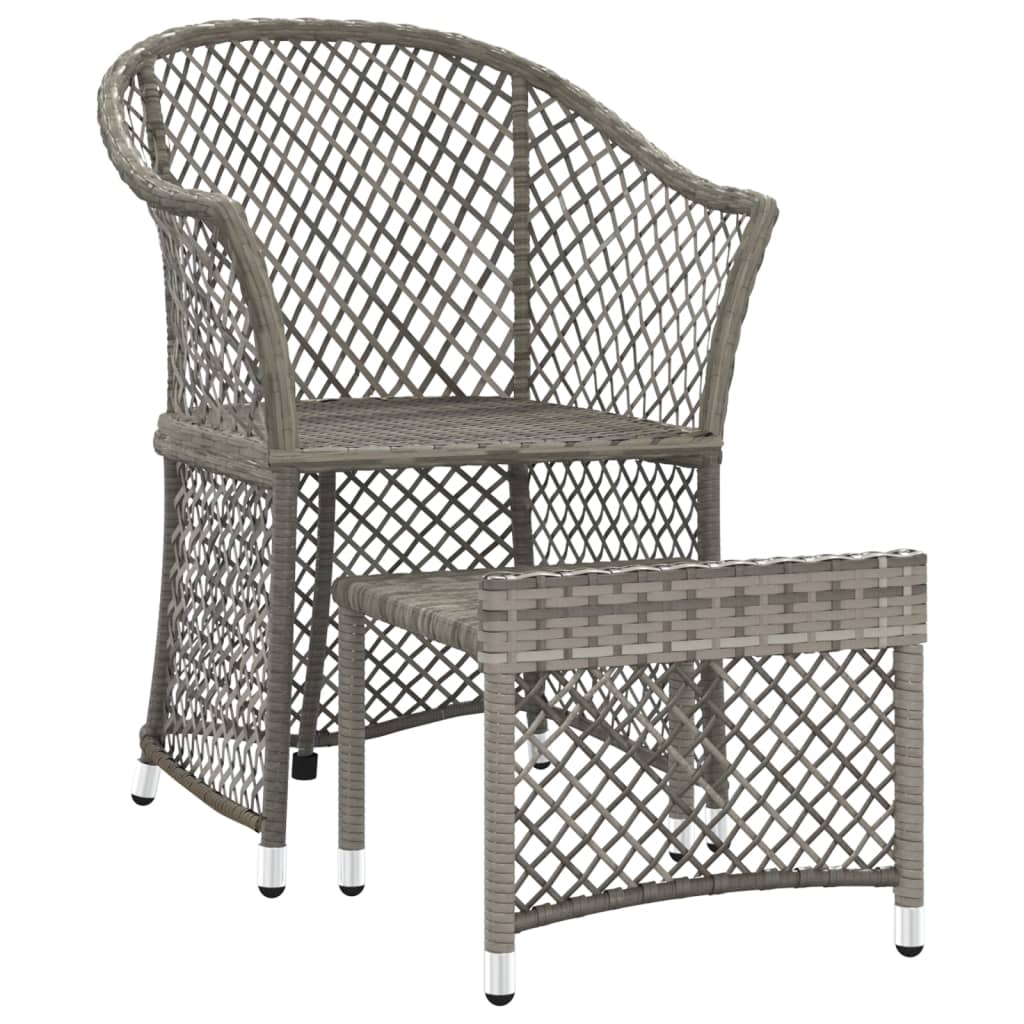 2-delige Loungeset met kussens poly rattan grijs