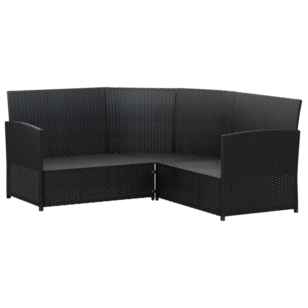 2-delige Loungeset met kussens L-vormig poly rattan zwart