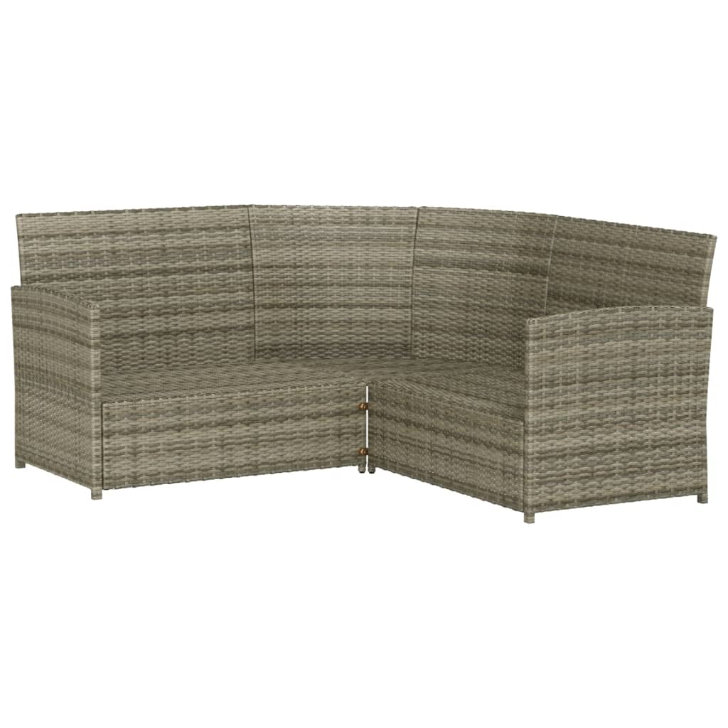 2-delige Loungeset met kussens L-vormig poly rattan grijs