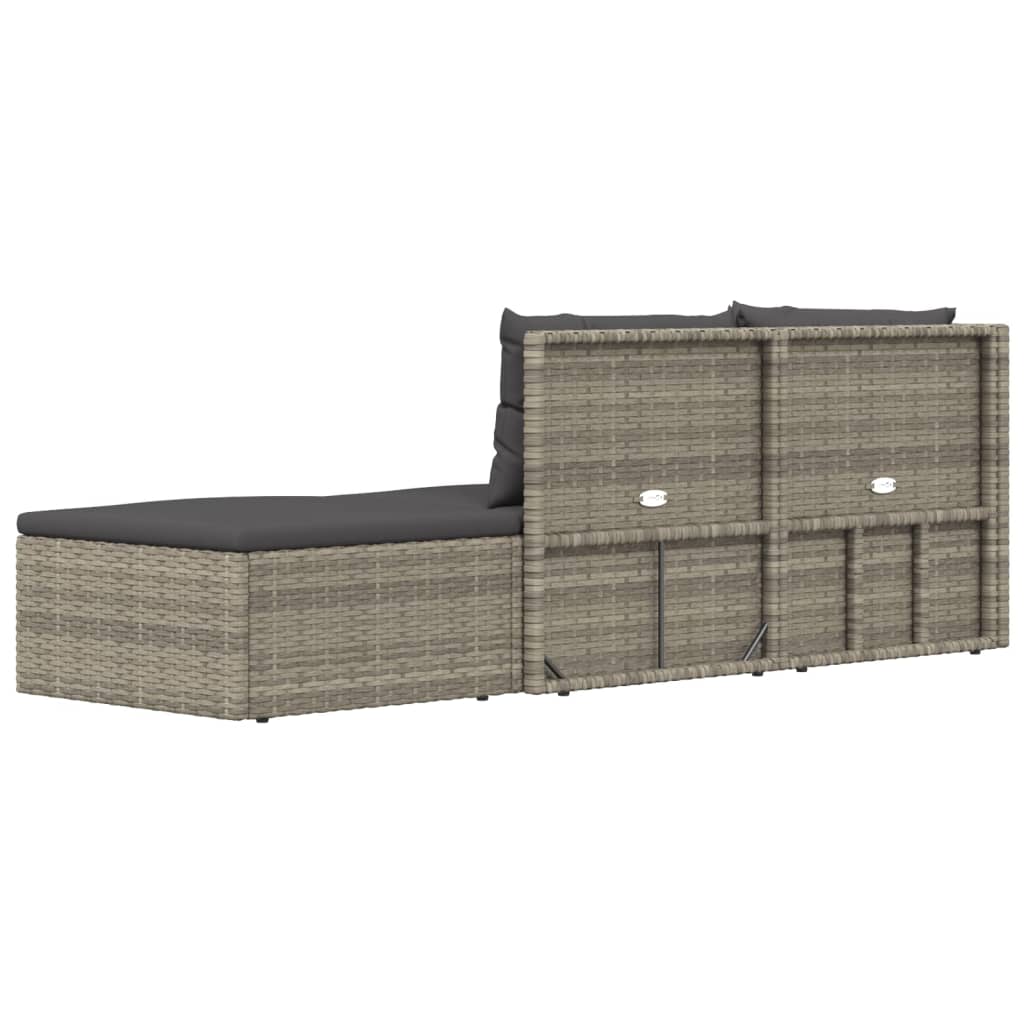 3-delige Loungeset met kussens poly rattan grijs