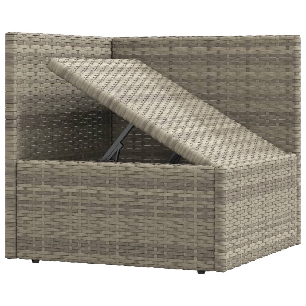 3-delige Loungeset met kussens poly rattan grijs