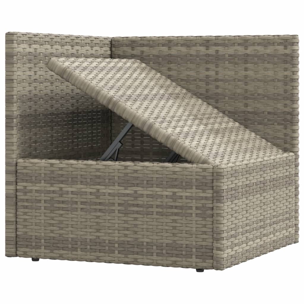 3-delige Loungeset met kussens poly rattan grijs