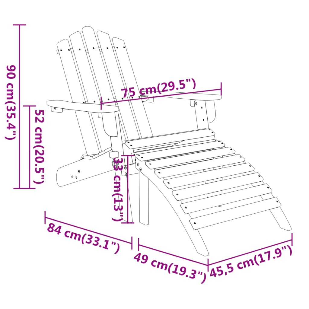 3-delige Loungeset Adirondack massief acaciahout