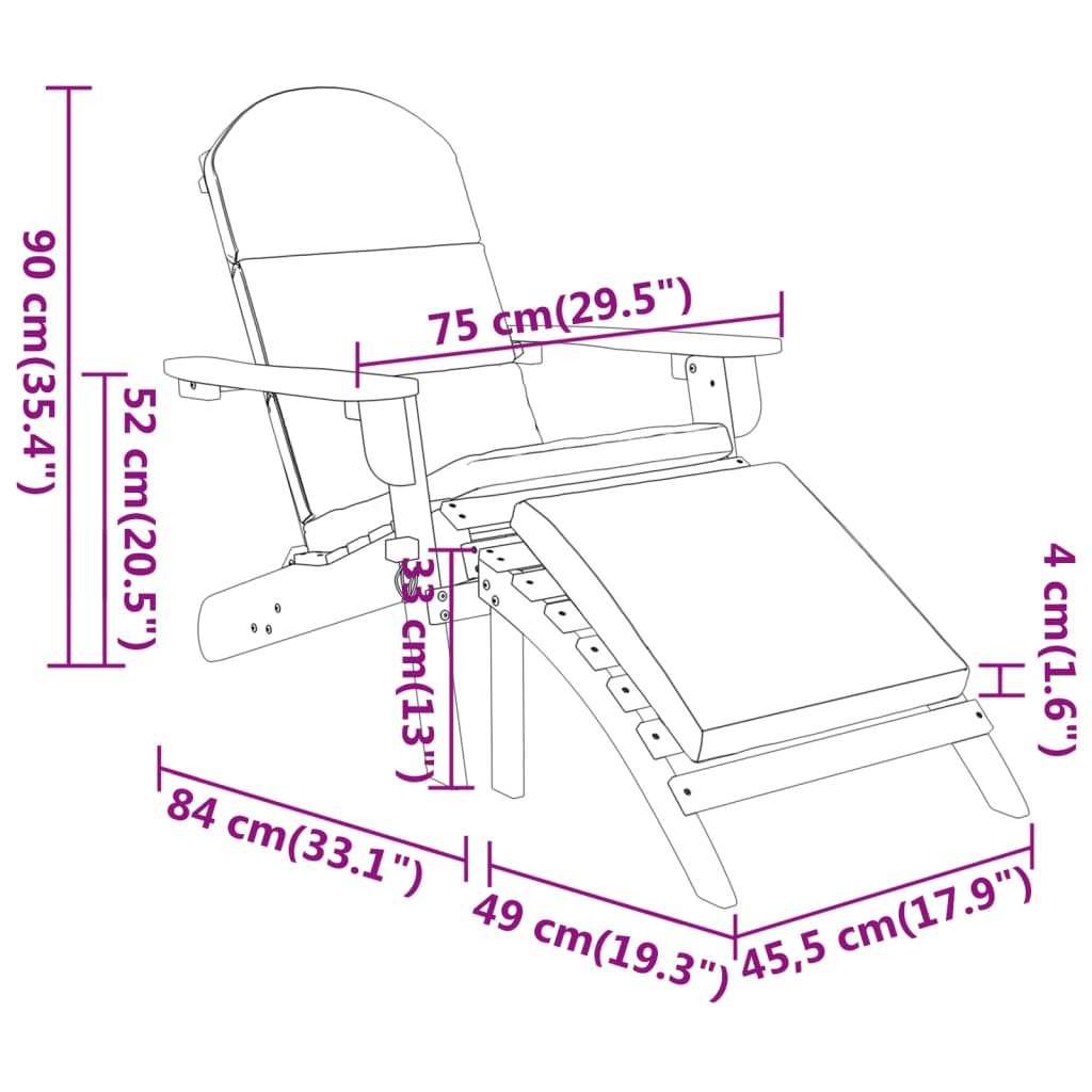 3-delige Loungeset Adirondack massief acaciahout