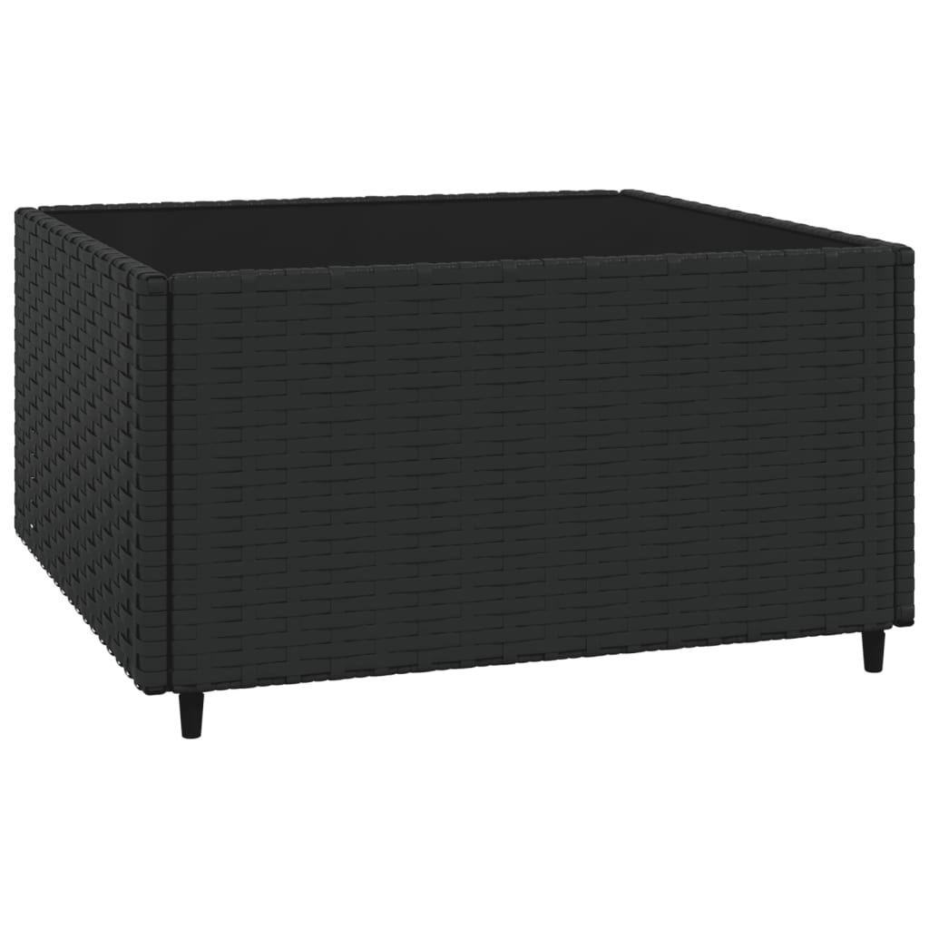 3-delige Loungeset met kussens poly rattan zwart