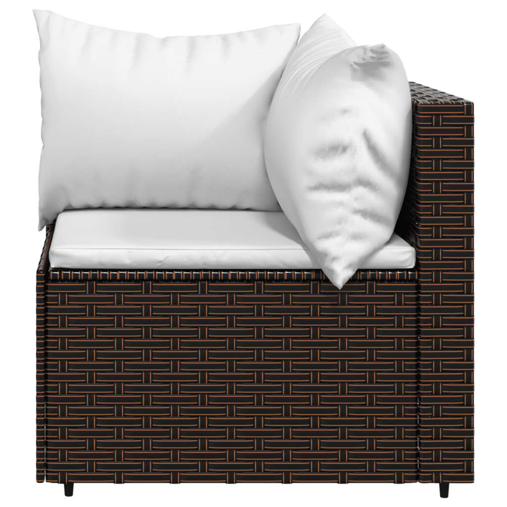 3-delige Loungeset met kussens poly rattan bruin