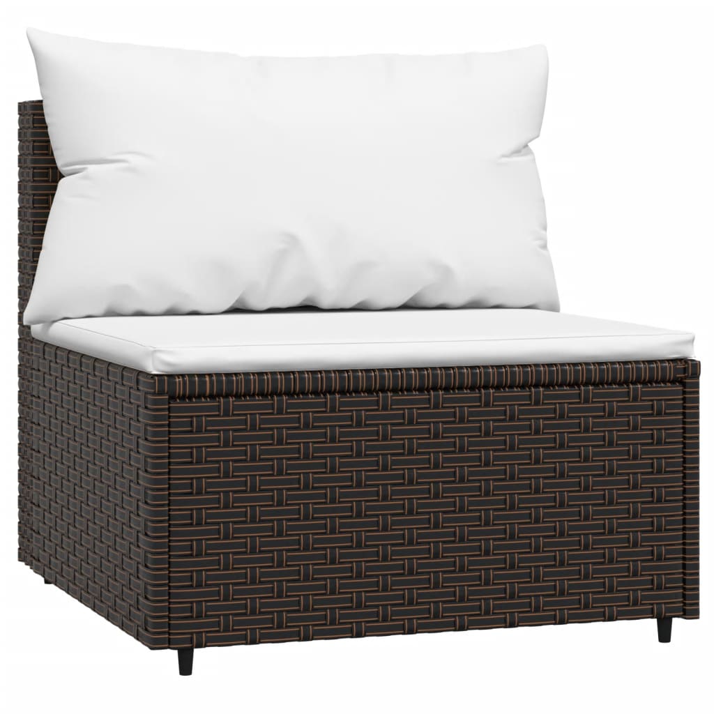 3-delige Loungeset met kussens poly rattan bruin