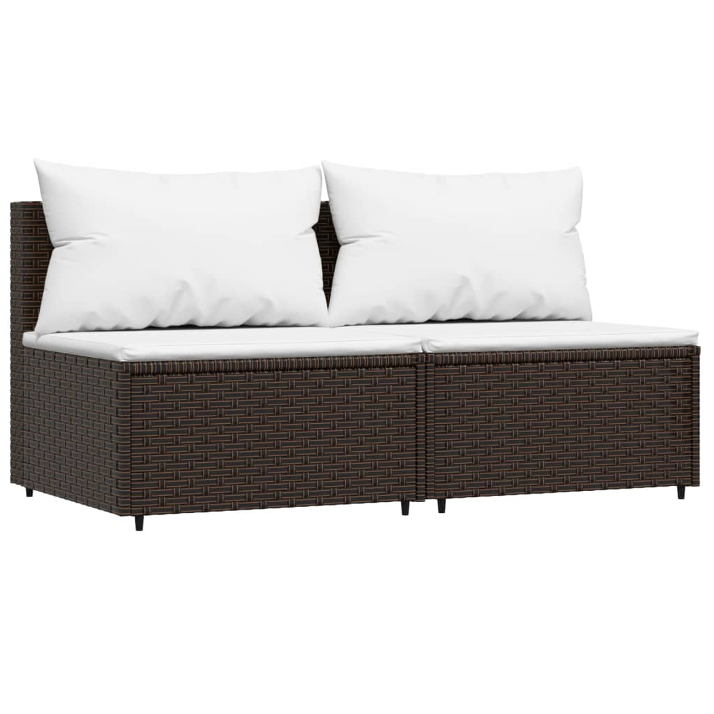 3-delige Loungeset met kussens poly rattan bruin