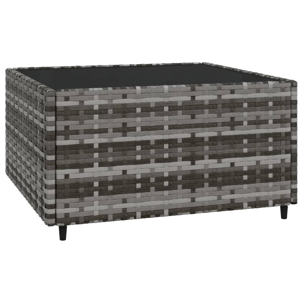 3-delige Loungeset met kussens poly rattan grijs