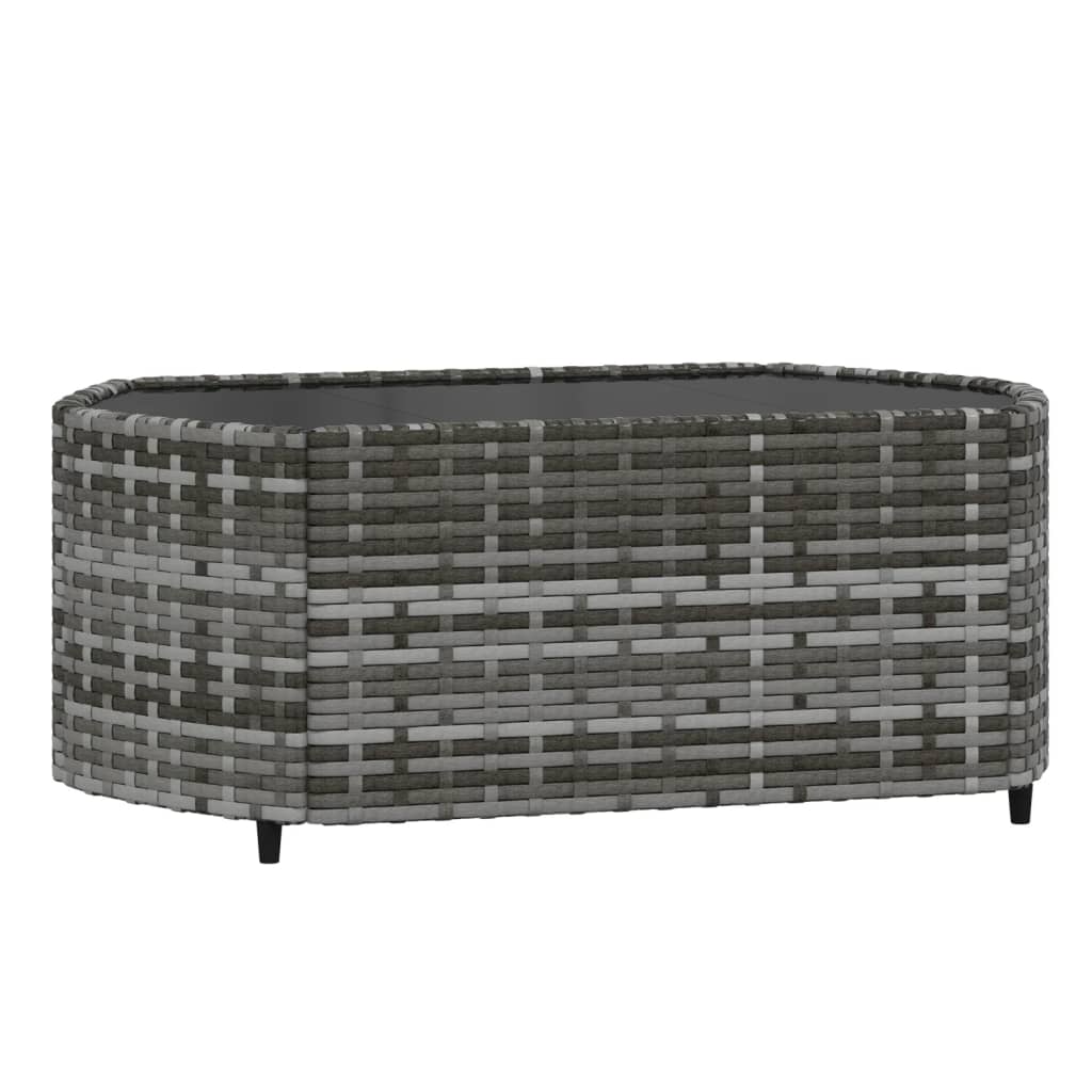 3-delige Loungeset met kussens poly rattan grijs