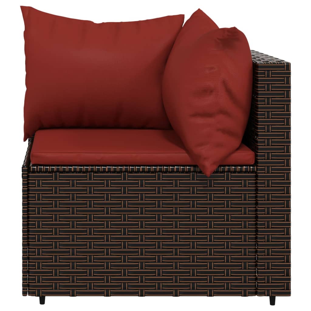 3-delige Loungeset met kussens poly rattan bruin