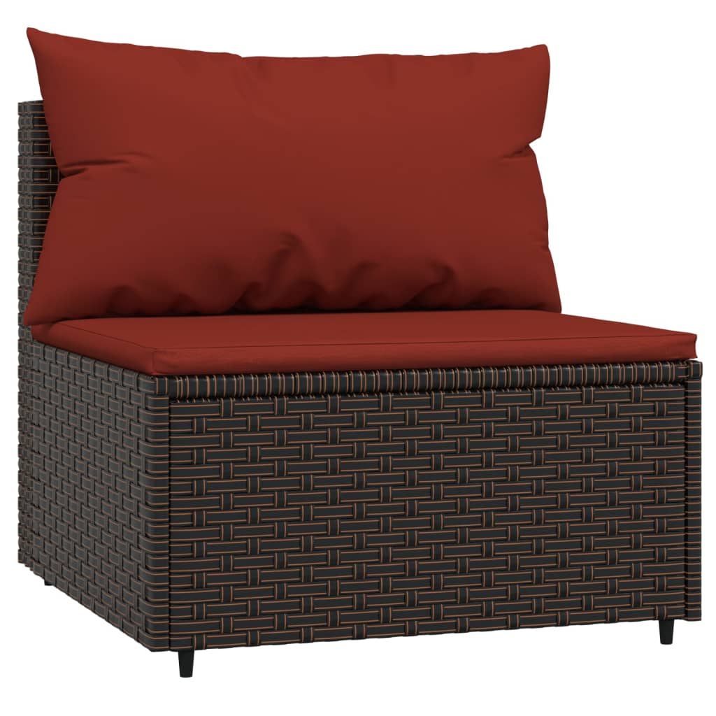 3-delige Loungeset met kussens poly rattan bruin