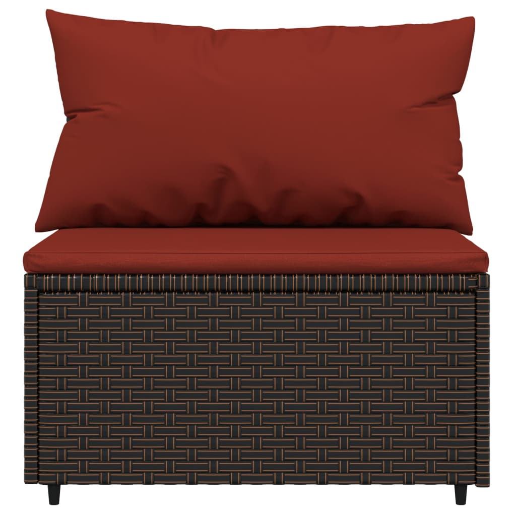 3-delige Loungeset met kussens poly rattan bruin