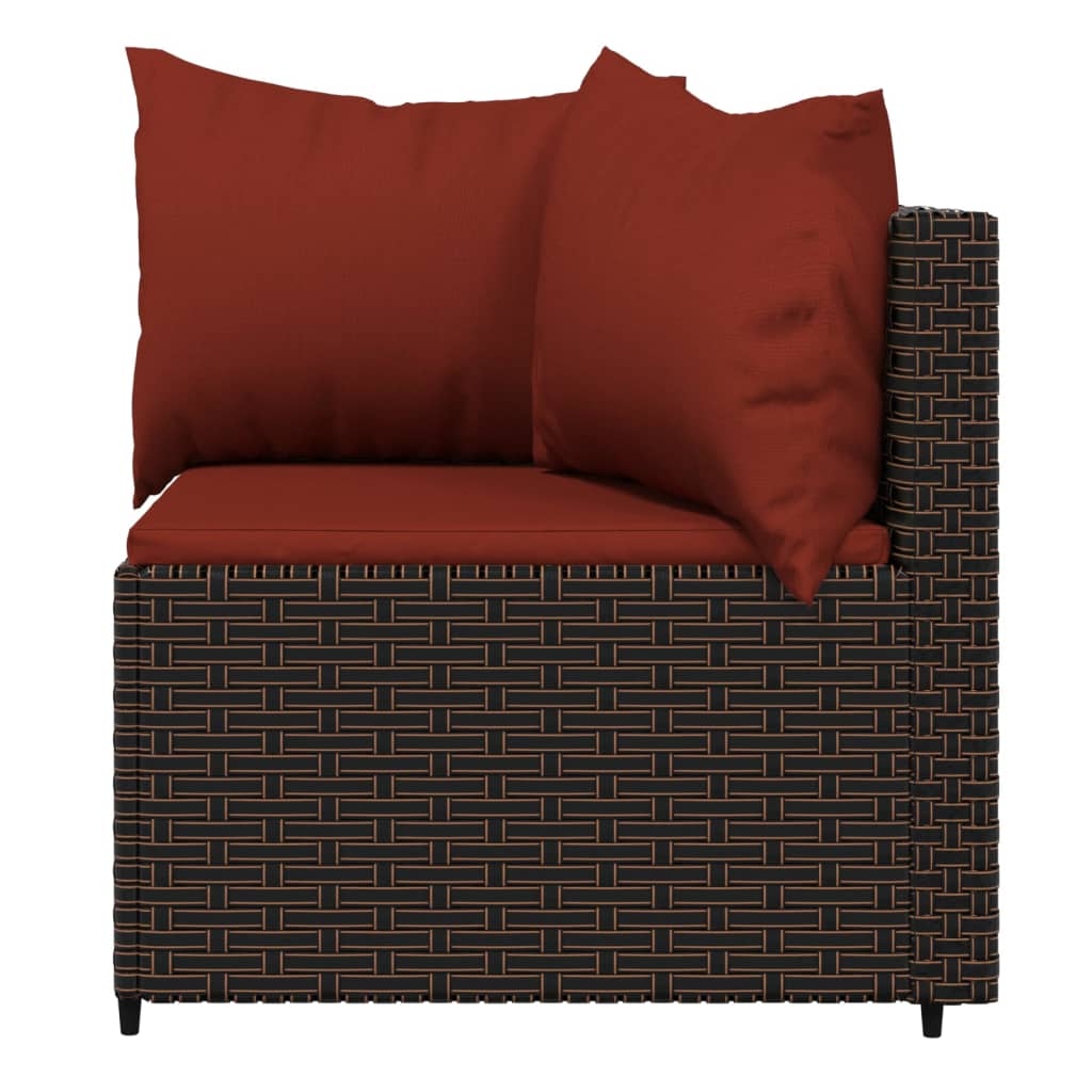 3-delige Loungeset met kussens poly rattan bruin