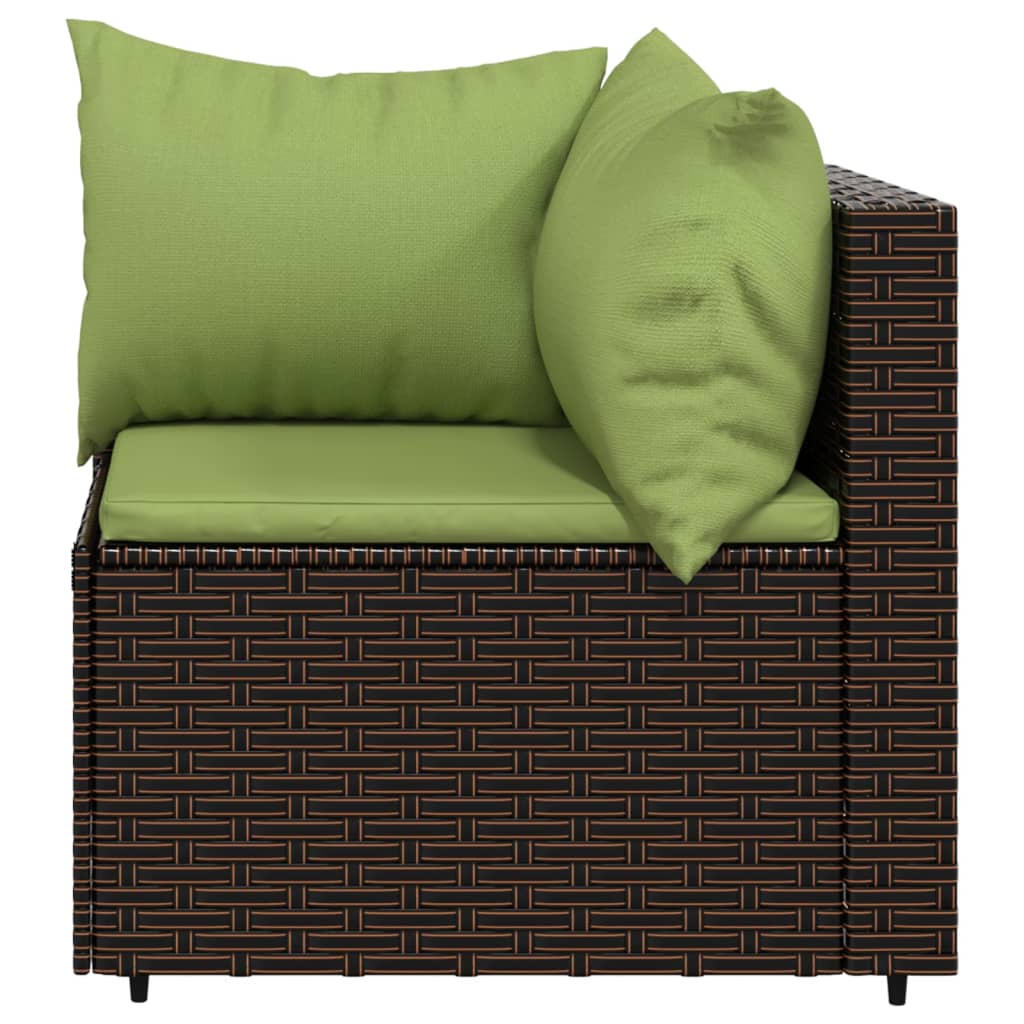 3-delige Loungeset met kussens poly rattan bruin