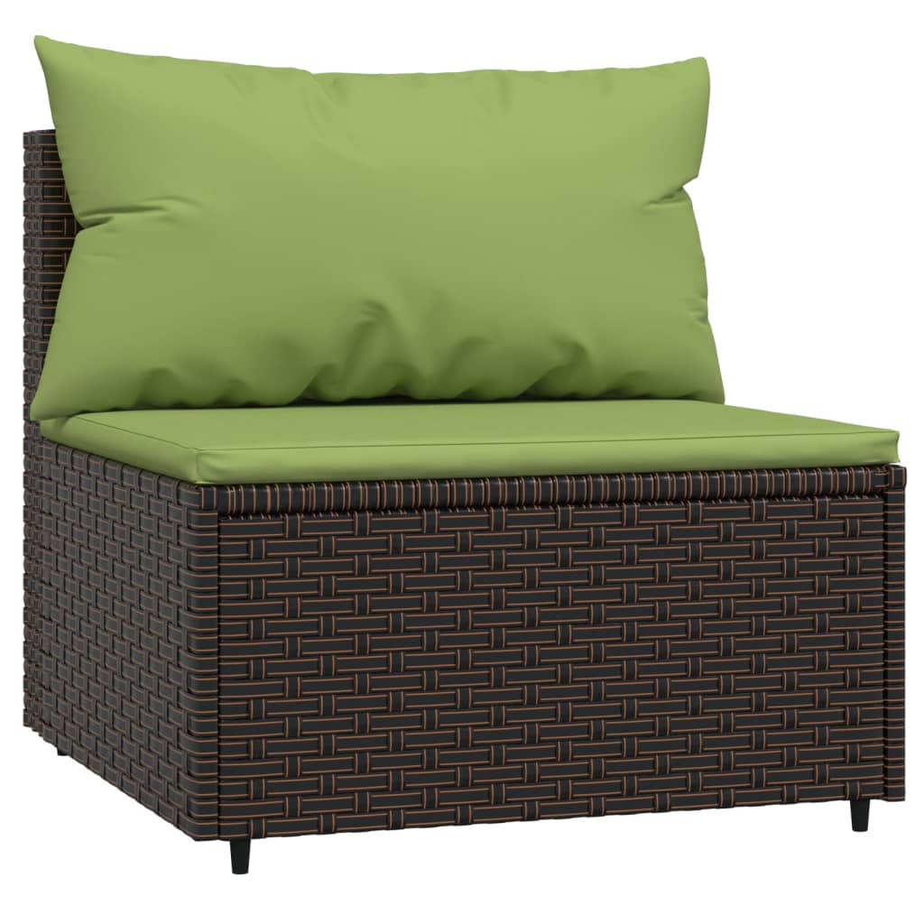 3-delige Loungeset met kussens poly rattan bruin