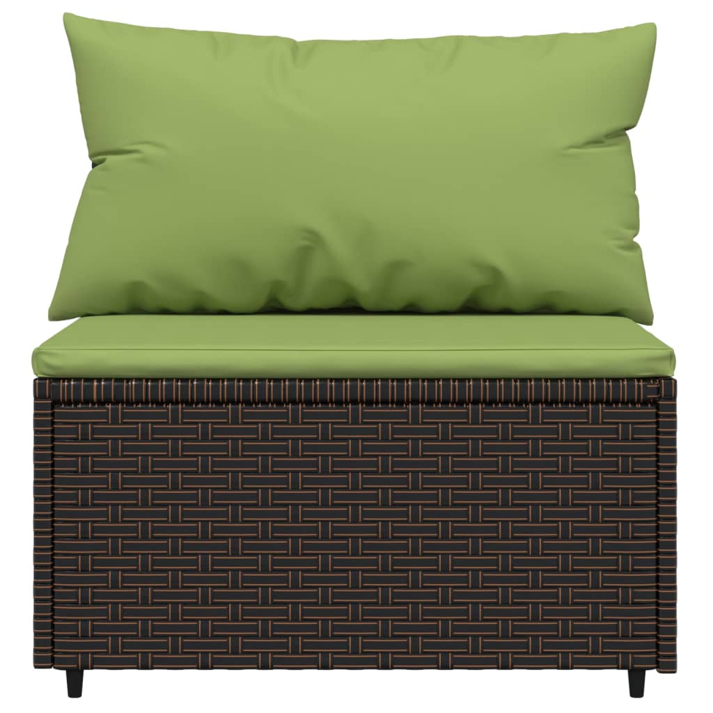 3-delige Loungeset met kussens poly rattan bruin