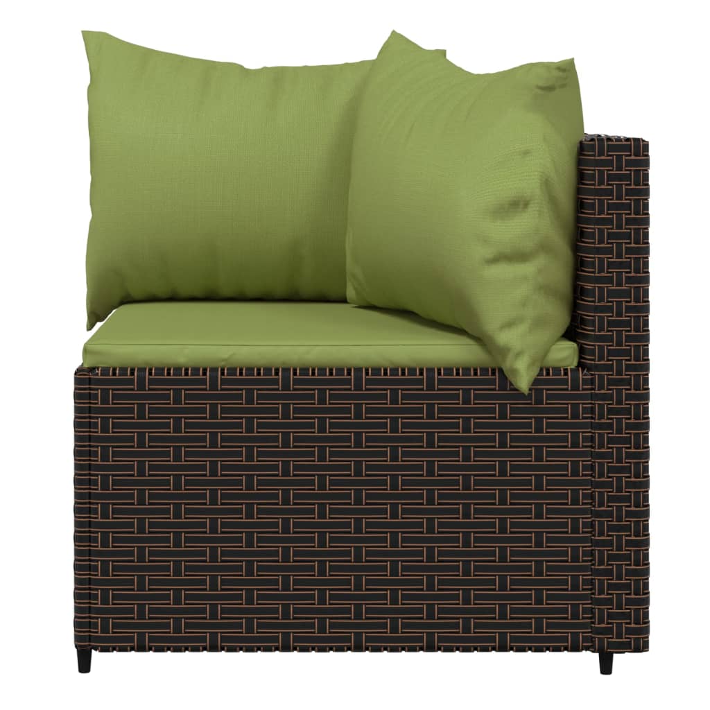 3-delige Loungeset met kussens poly rattan bruin