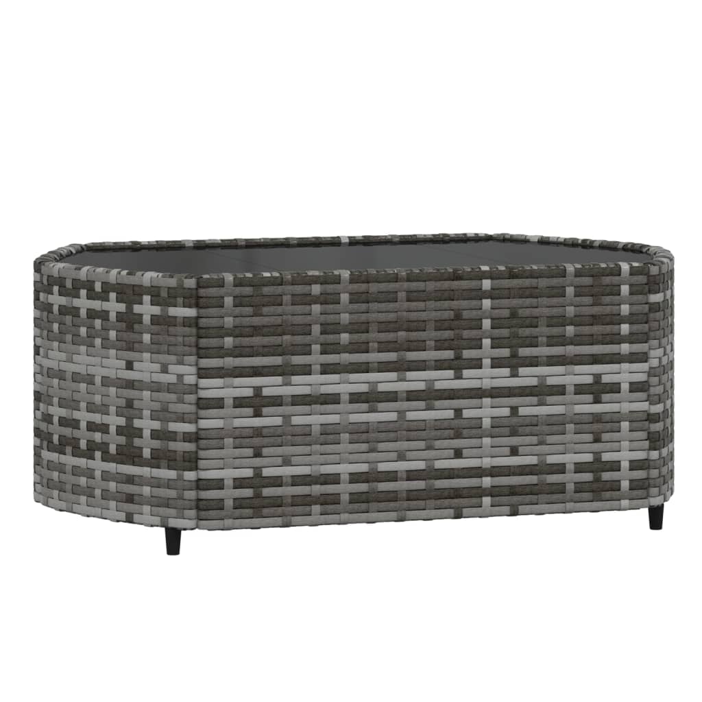 3-delige Loungeset met kussens poly rattan grijs