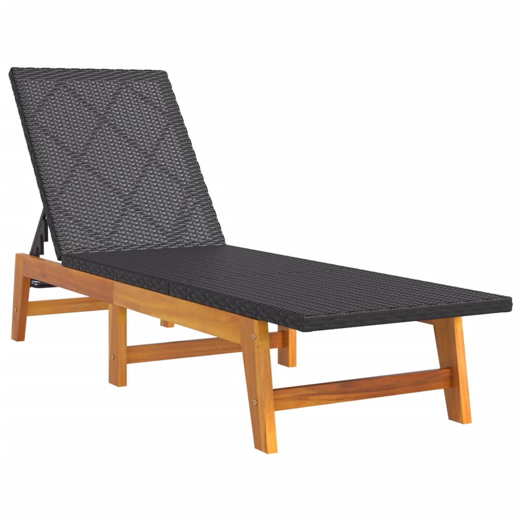 3-delige Loungeset poly rattan en massief acaciahout