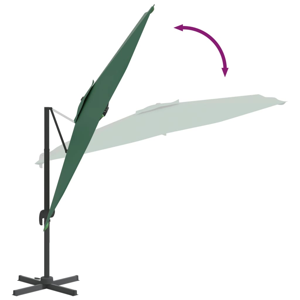 Zweefparasol met aluminium paal 400x300 cm groen