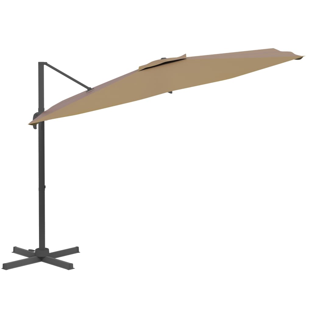 Zweefparasol met aluminium paal 400x300 cm taupe