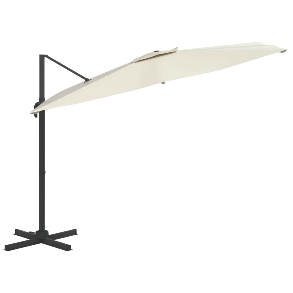 Zweefparasol met LED-verlichting 400x300 cm zandwit