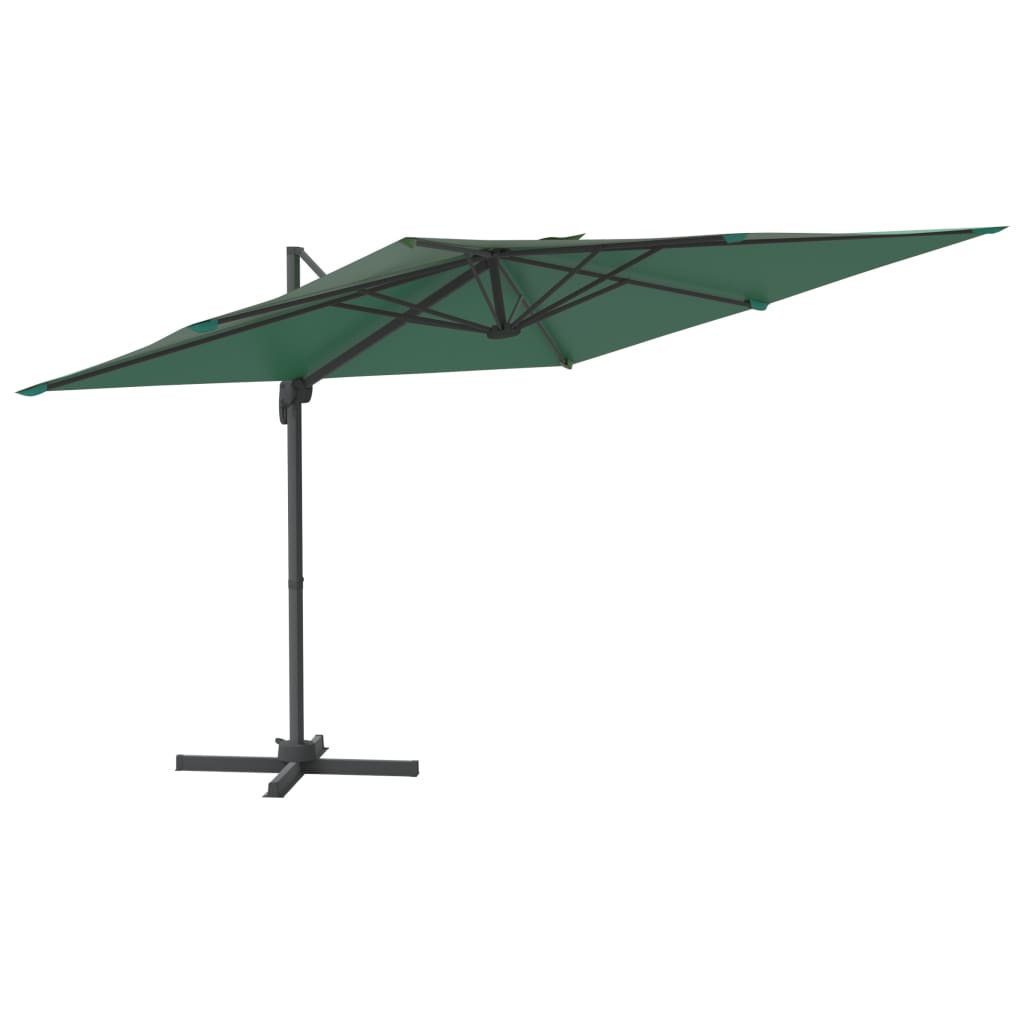 Zweefparasol met LED-verlichting 400x300 cm groen