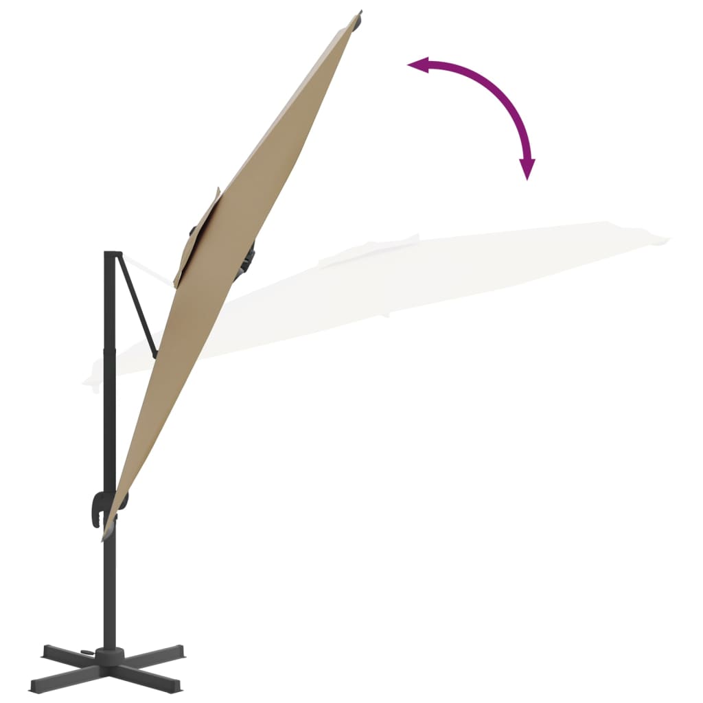 Zweefparasol met LED-verlichting 400x300 cm taupe