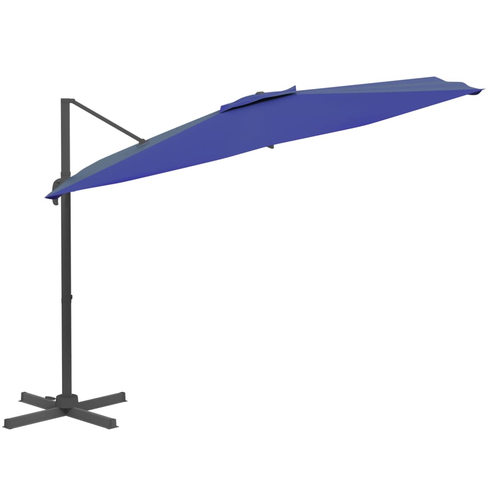 Zweefparasol met LED-verlichting 400x300 cm azuurblauw